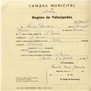 Registo de velocípede de marca Deka, com o nº 3045, em nome de Luís Druana, morador em S. Marcos.