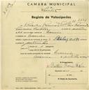 Registo de velocípede de marca Sterling, com o nº 2231, em nome de Basílio Romão Feiteira, morador em Maceira.