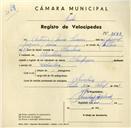 Registo de velocípede de marca Olympique, com o nº 3622, em nome de António Maria Simões, morador em Abrunheira.