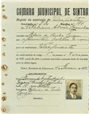 Registo de matricula de velocipedista em nome de Vitaliano Adrião Casinhas, morador na Ribeira da Penha Longa, com o nº de inscrição 930.
