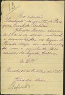 Requerimento feito por Gertrudes Maria ao Presidente da Junta de Paróquia de Colares para receber a esmola de 1$00 escudo do legado de Colares.