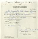 Registo de velocípede de marca Caravela, com o nº 5511, em nome de João Manuel dos Santos Neves, morador em Banzão.