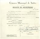 Registo de velocípede com o nº 9533, em nome de Francisco Jorge Franco, morador em Covas.