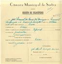 Registo de velocípede de marca Especial, com o nº 7481, em nome de José Manuel da Conceição Domingues, morador em Covas.