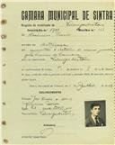Registo de matricula de velocipedista em nome de Casimiro Inácio, morador em Cortegaça, com o nº de inscrição 1701.