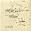 Registo de velocípede de marca Olga, com o nº 3062, em nome de António Duarte Simplicio, morador em Montelavar.