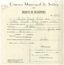 Registo de velocípede de marca Atlantic com motor, com o nº 5184, em nome de Sebastião Duarte Patrão, morador em Bolelas.