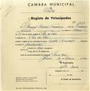 Registo de velocípede de marca Oriental, com o nº 1238, em nome de Manuel António Francisco, morador em Rio de Cões.