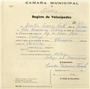 Registo de velocípede de marca Champion, com o nº 459, em nome de Emília Teixeira Funk, morador em Sabugo.