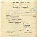 Registo de velocípede com o nº 2941, em nome de António Maria Falcão, morador em Belas.