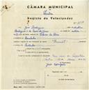 Registo de velocípede de marca Renault, com o nº 4558, em nome de José Rodrigues, morador em Ranholas.