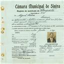 Registo de matricula de velocipedista em nome de Miguel Baleia, morador no Sacário, com o nº de inscrição 393.