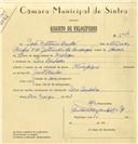 Registo de velocípede de marca Olympique, com o nº 6328, em nome de João Martins André, morador em Pero Pinheiro.