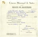 Registo de velocípede de marca Cruzador, com o nº 9285, em nome de José Fernandes Cavaleiro, morador em Massamá.