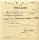 Registo de velocípede de marca Cuciolo, com o nº 6576, em nome de António Leitão Mateus Caroço, morador em Cabecinha.