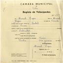 Registo de velocípede com o nº 2783, em nome de Manuel Lopes, morador em Cacém.