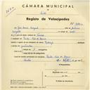 Registo de velocípede de marca Raleigh, com o nº 3840, em nome de João Maria Sugard, morador em Paiões.