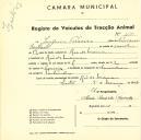 Registo de um veiculo de duas rodas tirado por dois animais de espécie bovina destinado a transporte de mercadorias em nome de Joaquim Teixeira, morador em Rio de Mouro.