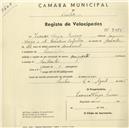 Registo de velocípede com o nº 2085, em nome de Isaura Veiga Pereira, morador em Lameiras.