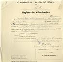 Registo de velocípede de marca Toman, com o nº 615, em nome de Vasco José Migueis, morador em S. João das Lampas.