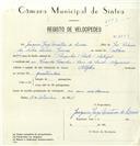Registo de velocípede de marca Alpha, com o nº 8299, em nome de Joaquim Jorge Martim de Lima, morador em Algueirão.