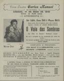 Programa do filme "O Vale das Sombras" realizado por Jean Negulesco com a participação de Ida Lupino, Dane Clark e Wayne Morris.