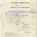 Registo de velocípede com o nº 5149, em nome de Maria Madalena Flores Gonçalves Macieira, moradora em Rua Capitão Oscar Monteiro Torres, Queluz.