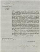 Circular dirigida ao presidente da Câmara Municipal de Belas proveniente de Olímpio Joaquim de Oliveira, secretário-geral, comunicando que o Governo Civil é o canal por onde sobem à sua presença as representações que as autoridades subalternas tiverem de lhe dirigir.