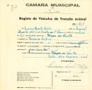 Registo de um veiculo de duas rodas tirado por dois animais de espécie muar destinado a transporte de mercadorias em nome de Quirino Duarte Rebelo, morador na Várzea de Sintra.