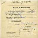 Registo de velocípede de marca Raleigh, com o nº 1803, em nome de Luís Filipe Anahory Garin, morador em Cacém.