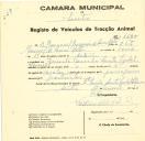 Registo de um veiculo de quatro rodas tirado por dois animais de espécie cavalar destinado a transporte de mercadorias em nome de Manuel Joaquim Sousa Matos, morador na Quinta da Rainha de Santa Isabel.