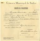 Registo de velocípede de marca JLO Werre, com o nº 7372, em nome de Amadeu Fernandes, morador em Azenhas do Mar.