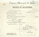 Registo de velocípede de marca Reinold, com o nº 9300, em nome de José Dias Fidalgo Morais, morador em Pernigem.