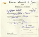 Registo de velocípede de marca Nacional, com o nº 8925, em nome de Joaquim Cabrita, morador em Lameiras.