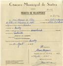 Registo de velocípede com o nº 8193, em nome de José Marques da Silva, morador em Queluz.