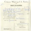 Registo de velocípede de marca Especial, com o nº 4944, em nome de Manuel Sérgio da Costa, morador em Pero Pinheiro.