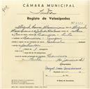 Registo de velocípede de marca Nacional, com o nº 4980, em nome de Miguel Sousa Maximiano, morador em Lameiras.