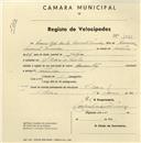 Registo de velocípede com o nº 1081, em nome de Manuel Pinto Bastos Vermelho, morador em S. Pedro de Sintra.