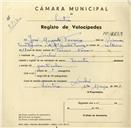 Registo de velocípede de marca Invicta, com o nº 3524, em nome de José Morgado Ferreira, morador em Linhó.
