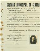 Registo de matricula de velocipedista em nome de José Jacinto, morador na Várzea de Sintra, com o nº de inscrição 1097.