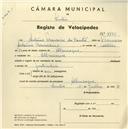 Registo de velocípede com o nº 3756, em nome de António Francisco do Couto, morador em Albarraque.