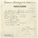 Registo de velocípede com o nº 5305, em nome de Joaquim Rodrigues, morador em Carenque.