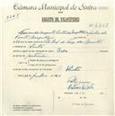 Registo de velocípede de marca Deka, com o nº 4758, em nome de Fernando Augusto Coutinho Magalhães, morador em Sintra.