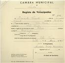 Registo de velocípede de marca Elios, com o nº 1012, em nome de Evaristo Vicente, morador em Vila Verde.