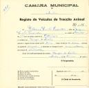 Registo de um veiculo de duas rodas tirado por um animal de espécie cavalar destinado a transporte de mercadorias em nome de Vitorino Duarte Lavrador, morador na Várzea de Sintra.