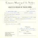 Registo de um veiculo de duas rodas tirado por um animal de espécie cavalar destinado a transporte de mercadorias em nome de Manuel Neves Jordão, morador em Morelinho.