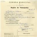 Registo de velocípede de marca Champion, com o nº 4063, em nome de José Nunes Roque, morador em Carrascal.