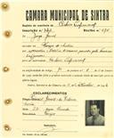 Registo de matricula de cocheiro profissional em nome de Jorge Gomes, morador na Várzea de Sintra, com o nº de inscrição 743.