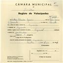Registo de velocípede de marca Especial, com o nº 4247, em nome de António Almeida Gomes, morador em Eugaria.