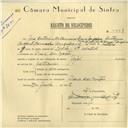 Registo de velocípede de marca Fagil, com o nº 5901, em nome de José António da Câmara Pereira Gonçalves, morador em Praia das Maçãs.